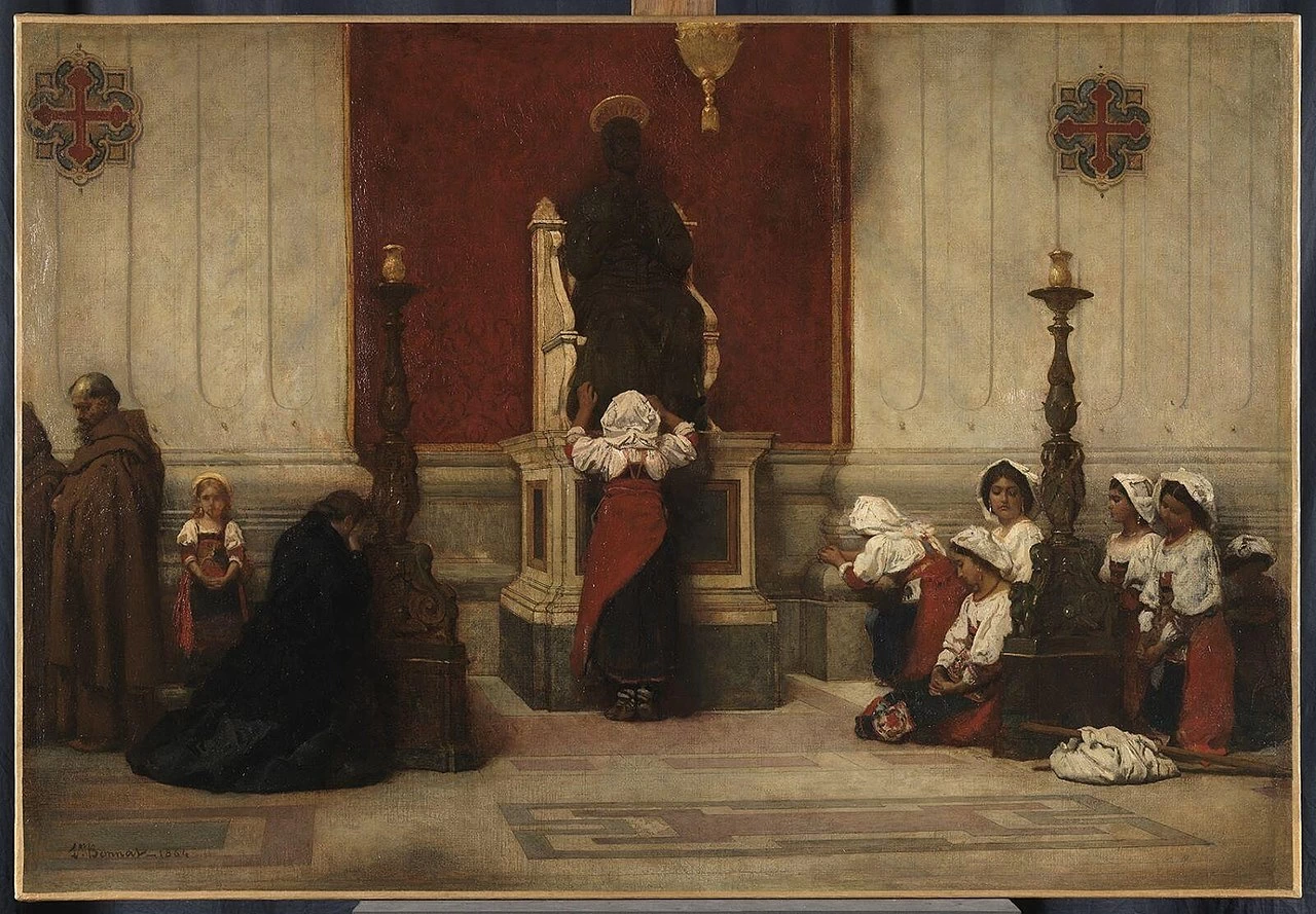 Léon Bonnat - Pellegrini ai piedi della statua di San Pietro nella Chiesa di San Pietro a Roma, Musée Bonnat, Helleu, Bayonne